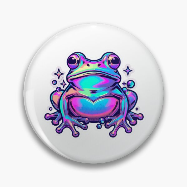 Item preview, Vaporwave Frog | Holographic Neon Synthwave Cute Frog Aesthetic designed and sold by virtuallubid.