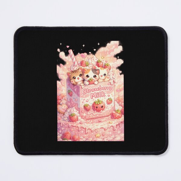 Item preview, Kawaii Strawberry Milk Kittens – Cute Cat Dessert designed and sold by DESPOT07.