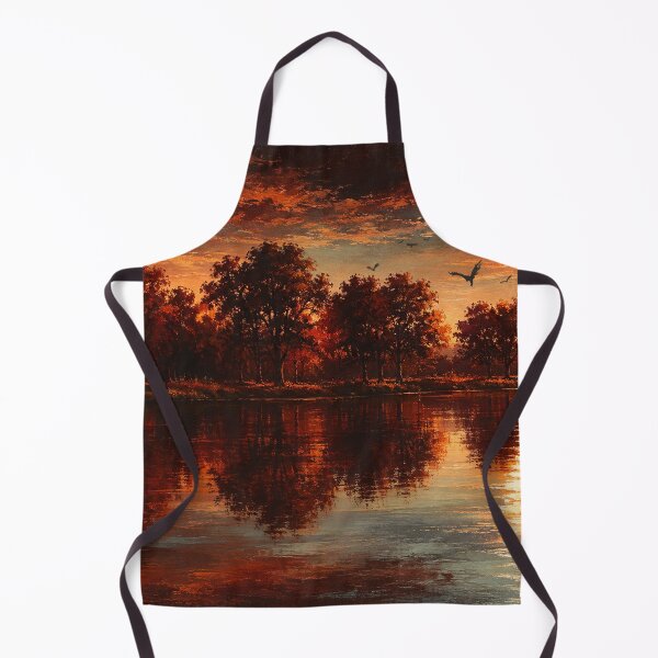 Item preview, Autumn Moon Lake – Red & Orange Autumn Landscape designed and sold by Joey Santiago.