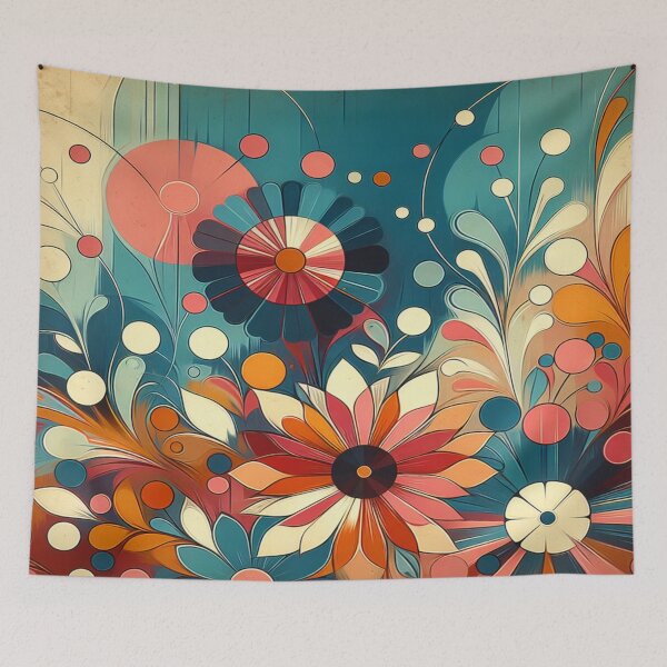 Item preview, Abstract Teal And Orange 70's Vintage Boho Floral designed and sold by GameCraftedShop.