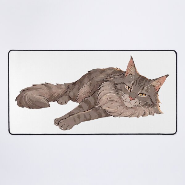 Item preview, Maine Coon Lounging Lazily – Relaxing Cat Illustration designed and sold by Quiet Joy Studio.