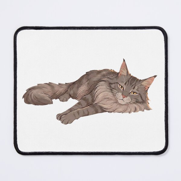Item preview, Maine Coon Lounging Lazily – Relaxing Cat Illustration designed and sold by Quiet Joy Studio.