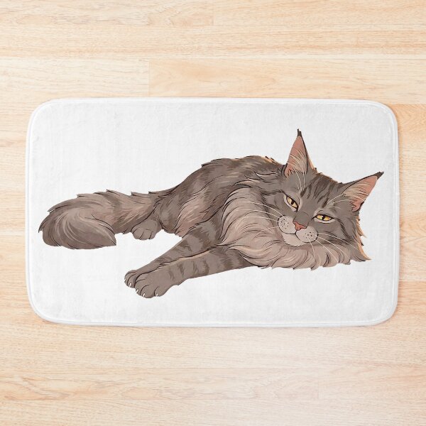 Item preview, Maine Coon Lounging Lazily – Relaxing Cat Illustration designed and sold by Quiet Joy Studio.