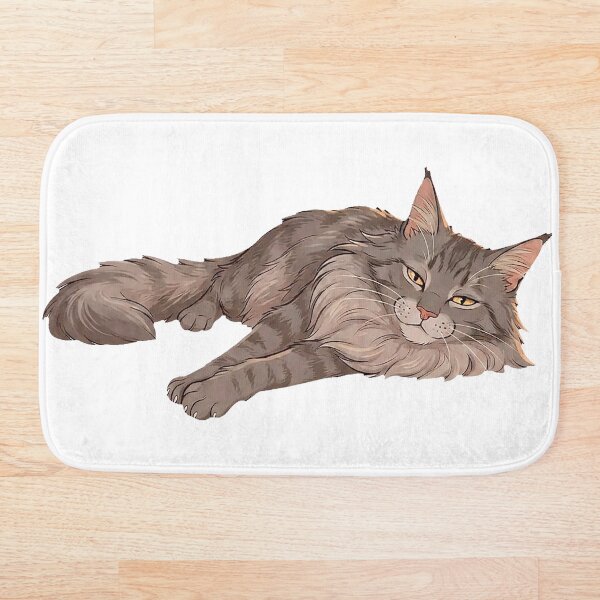 Item preview, Maine Coon Lounging Lazily – Relaxing Cat Illustration designed and sold by Quiet Joy Studio.