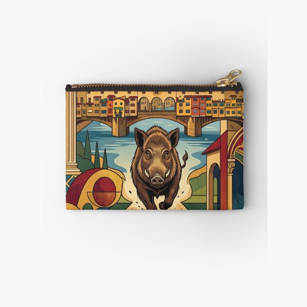 Item preview, FLORENCE Vintage Travel Illustration - Wild Boar Running in a Renaissance City designed and sold by ZUMERI.
