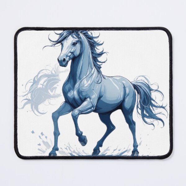 Item preview, Monochrome Blue Stallion-Majestic Running Horse Art designed and sold by SultanasStudio.