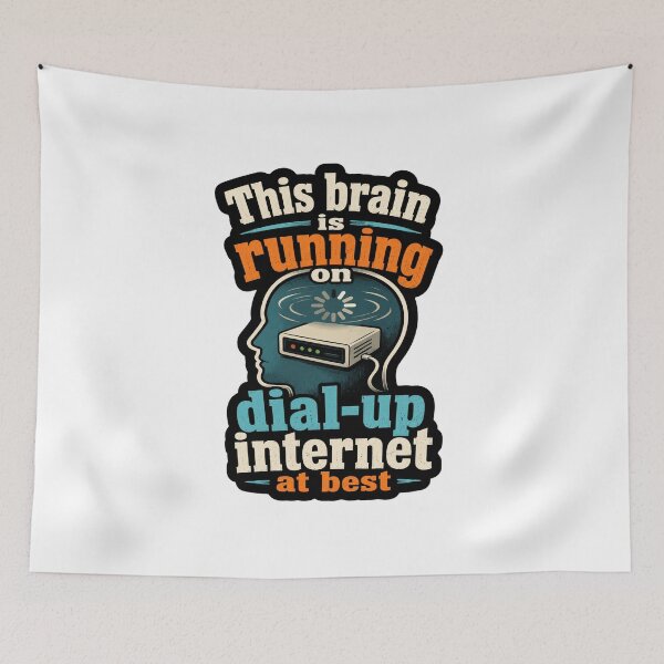 Item preview, This Brain Is Running On Dial Up Internet At Best Retro Modem Humor designed and sold by ColeLaniTrading.