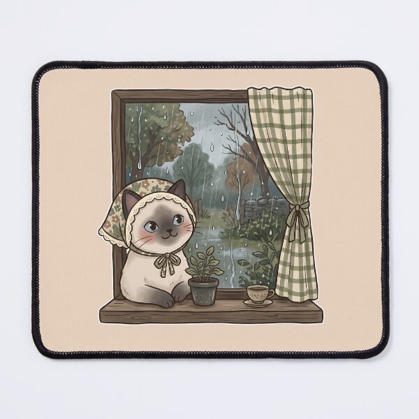 Item preview, Cozy Rainy Day Siamese Cat: Rainy Window Nook designed and sold by CuteKats.