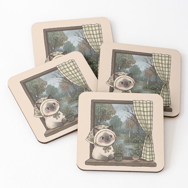 Item preview, Cozy Rainy Day Siamese Cat: Rainy Window Nook designed and sold by CuteKats.