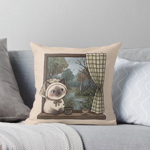 Item preview, Cozy Rainy Day Siamese Cat: Rainy Window Nook designed and sold by CuteKats.