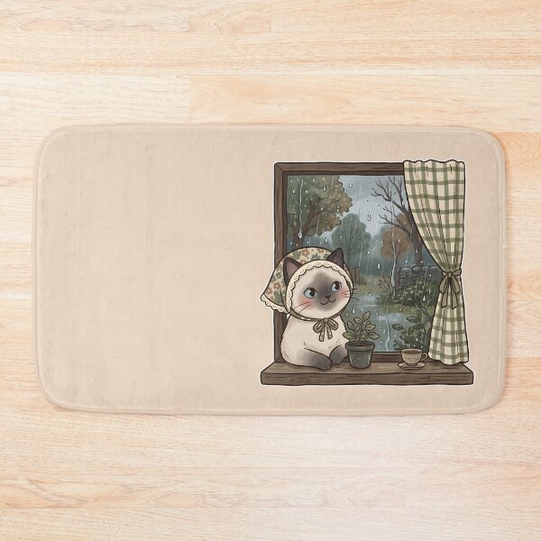 Item preview, Cozy Rainy Day Siamese Cat: Rainy Window Nook designed and sold by CuteKats.