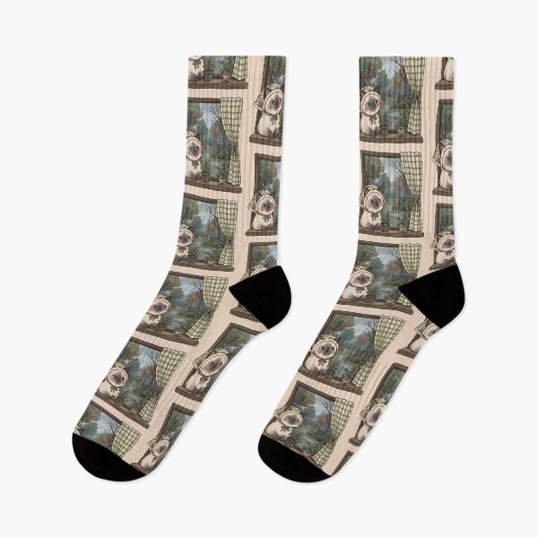 Item preview, Cozy Rainy Day Siamese Cat: Rainy Window Nook designed and sold by CuteKats.
