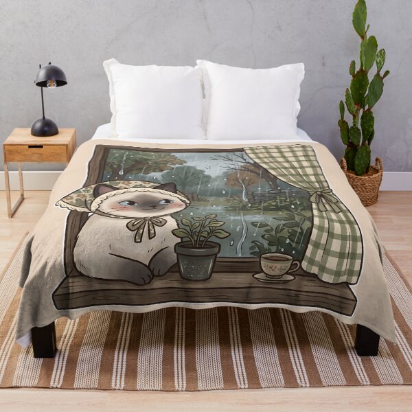 Item preview, Cozy Rainy Day Siamese Cat: Rainy Window Nook designed and sold by CuteKats.