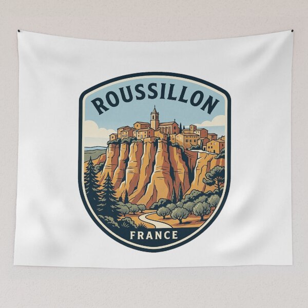 Item preview, Roussillon France Ochre Cliffs Vintage Travel Badge designed and sold by k3rstman1.