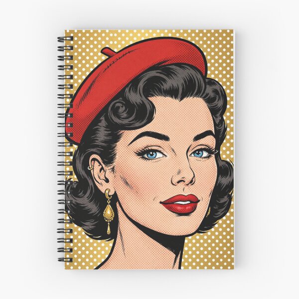 Item preview, Vintage Red Beret Girl Beige Gold Background Pop Art designed and sold by MAISON SYLVIE.