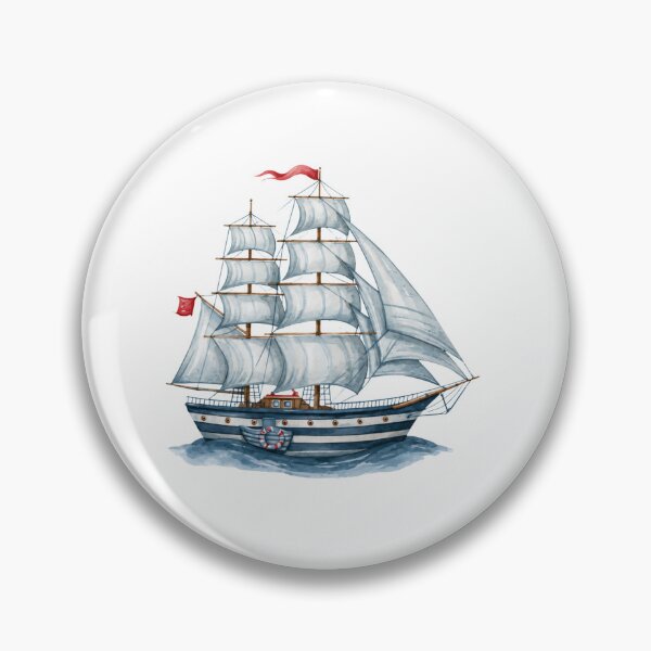 Item preview, Vintage Nautical Sailing Ship Watercolor Illustration designed and sold by Ramona-Gliga.