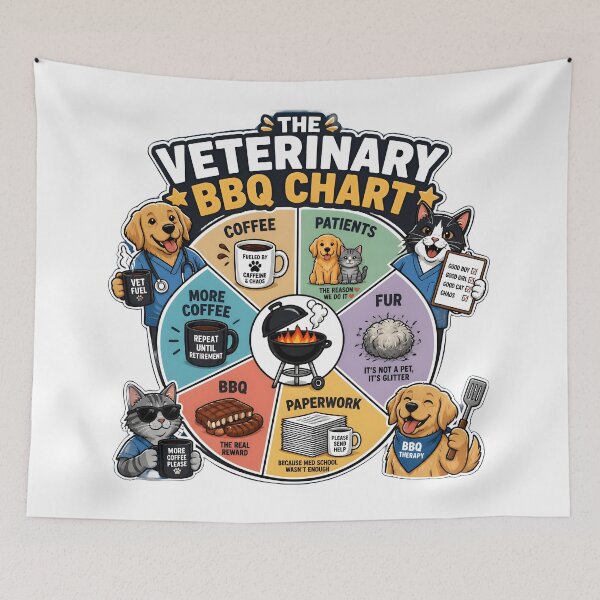 Item preview, The Veterinary BBQ Chart | Funny Veterinarian BBQ & Veterinary Humor Design designed and sold by Bettybee00.