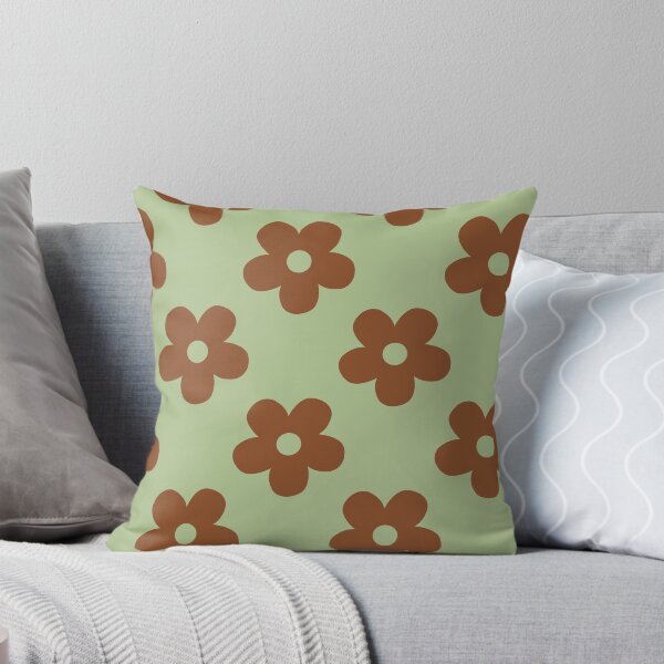 Item preview, Sage Green and Brown Retro Floral Pattern | Vintage Green and Brown Flowers | Groovy Cottagecore Botanical Pattern | Preppy Vintage Daisies | Minimalist Sage and Brown Floral Pattern designed and sold by VivaFy.