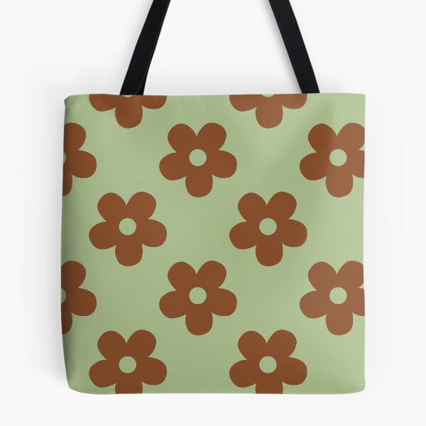 Item preview, Sage Green and Brown Retro Floral Pattern | Vintage Green and Brown Flowers | Groovy Cottagecore Botanical Pattern | Preppy Vintage Daisies | Minimalist Sage and Brown Floral Pattern designed and sold by VivaFy.