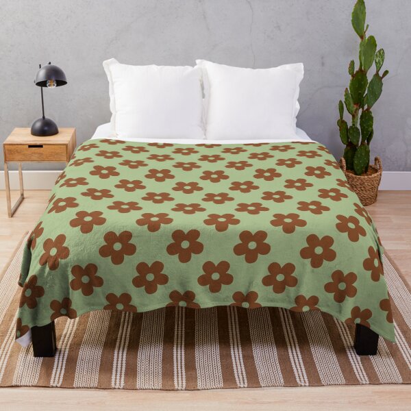 Item preview, Sage Green and Brown Retro Floral Pattern | Vintage Green and Brown Flowers | Groovy Cottagecore Botanical Pattern | Preppy Vintage Daisies | Minimalist Sage and Brown Floral Pattern designed and sold by VivaFy.