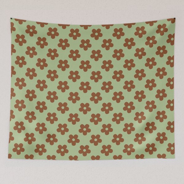 Item preview, Sage Green and Brown Retro Floral Pattern | Vintage Green and Brown Flowers | Groovy Cottagecore Botanical Pattern | Preppy Vintage Daisies | Minimalist Sage and Brown Floral Pattern designed and sold by VivaFy.