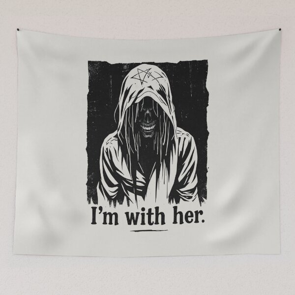 Item preview, I'm With Her Occult Hooded Skull designed and sold by ERODED SELF.