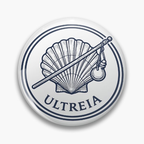 Item preview, Camino de Santiago Ultreia Vintage Pilgrim Badge Scallop Shell Staff Way of St James Buen Camino designed and sold by The Junto Shop.