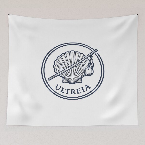 Item preview, Camino de Santiago Ultreia Vintage Pilgrim Badge Scallop Shell Staff Way of St James Buen Camino designed and sold by The Junto Shop.