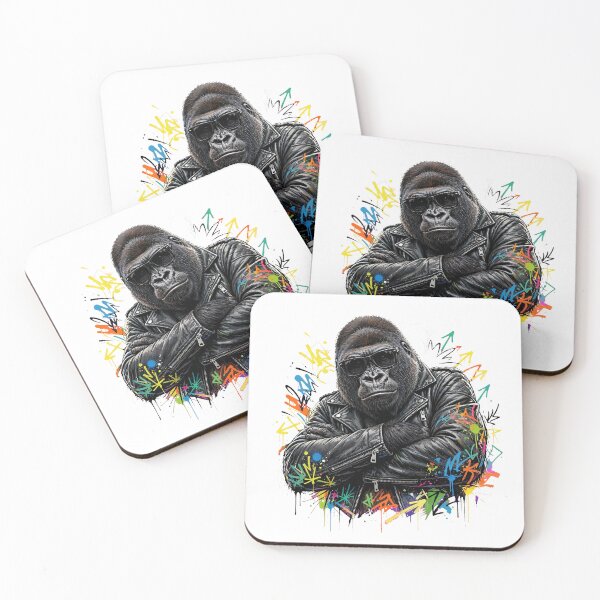 Item preview, Badass Gorilla With Sunglasses - Urban Graffiti Monkey Art • designed and sold by ExpressoJungle.