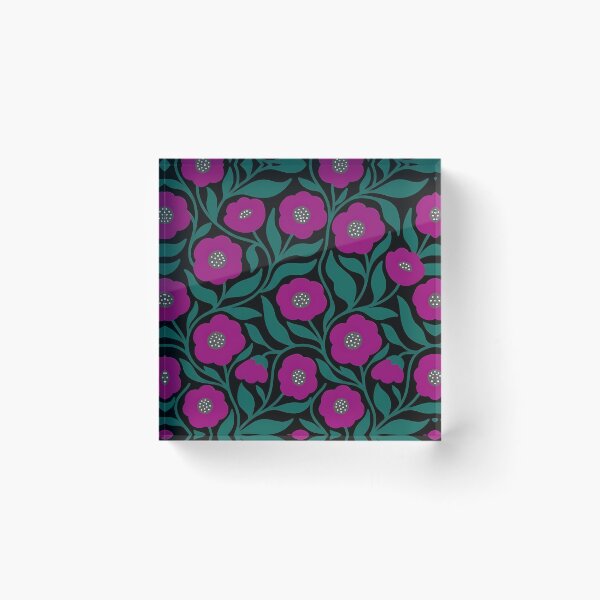 Item preview, Minimalist Magenta Pink and Green Poppy Floral Pattern designed and sold by LuisWorks.