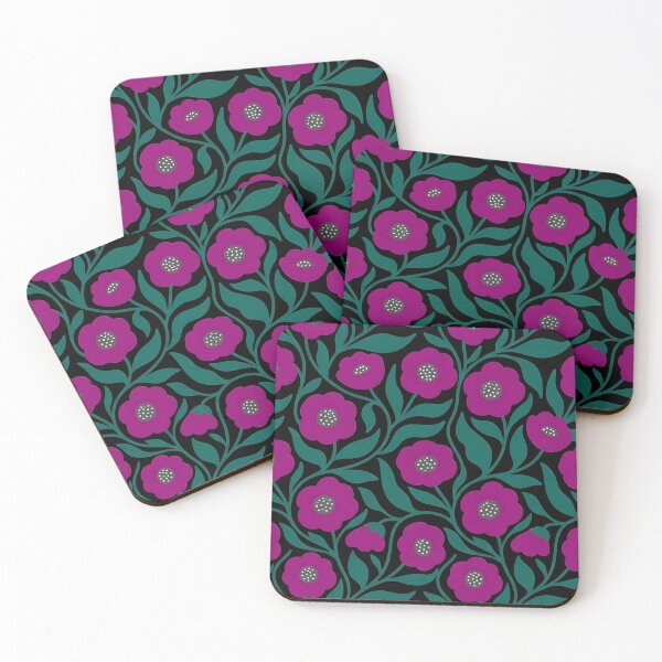 Item preview, Minimalist Magenta Pink and Green Poppy Floral Pattern designed and sold by LuisWorks.