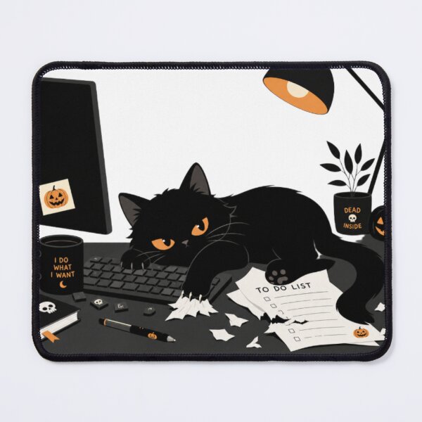 Item preview, Spooky Office Black Cat - Halloween Work From Home Humor designed and sold by Cherie-verse.