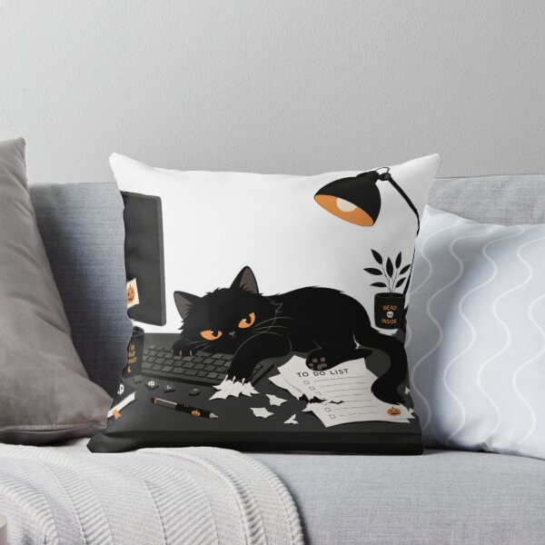 Item preview, Spooky Office Black Cat - Halloween Work From Home Humor designed and sold by Cherie-verse.