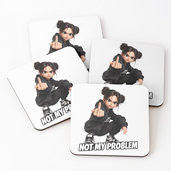 Item preview, Not My Problem Rude Anime Girl Middle Finger Meme Sticker designed and sold by IMOBILYARI VibeCore.