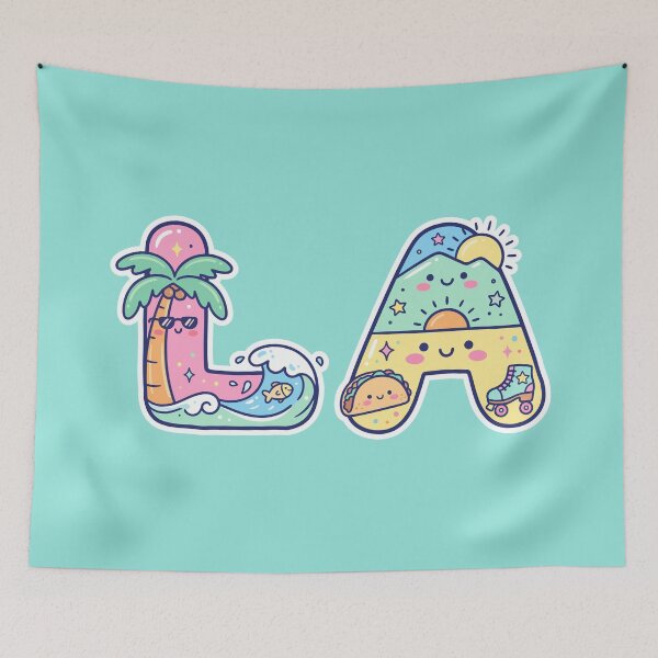 Item preview, LA Los Angeles Kawaii Letters California Summer Vibes designed and sold by Amir Faysal.