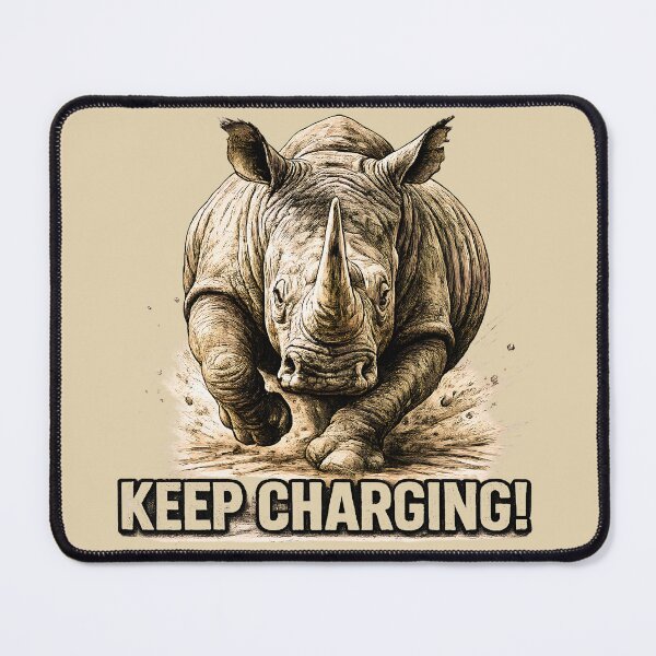 Item preview, Keep Charging! Powerful Rhino Motivational Design designed and sold by AnimalMarvels.