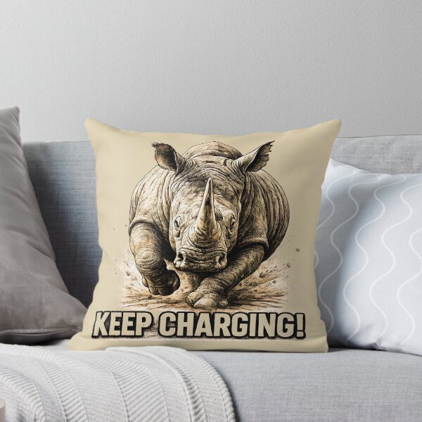 Item preview, Keep Charging! Powerful Rhino Motivational Design designed and sold by AnimalMarvels.