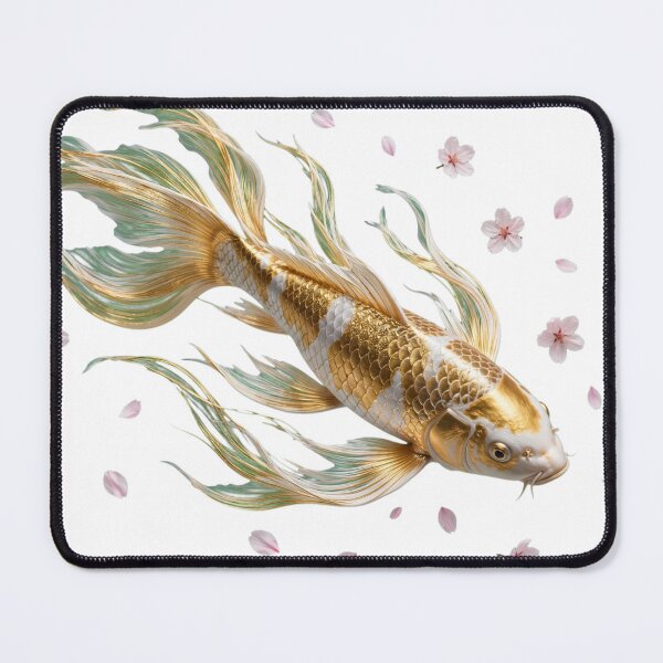 Item preview, Golden Koi Fish With Sakura Blossoms Luxury Art designed and sold by Surviving Monday Club.