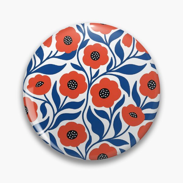 Item preview, Minimalist Orange and Dark Blue Poppy Floral Pattern designed and sold by LuisWorks.