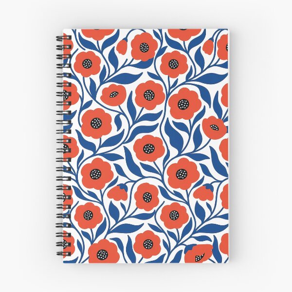 Item preview, Minimalist Orange and Dark Blue Poppy Floral Pattern designed and sold by LuisWorks.