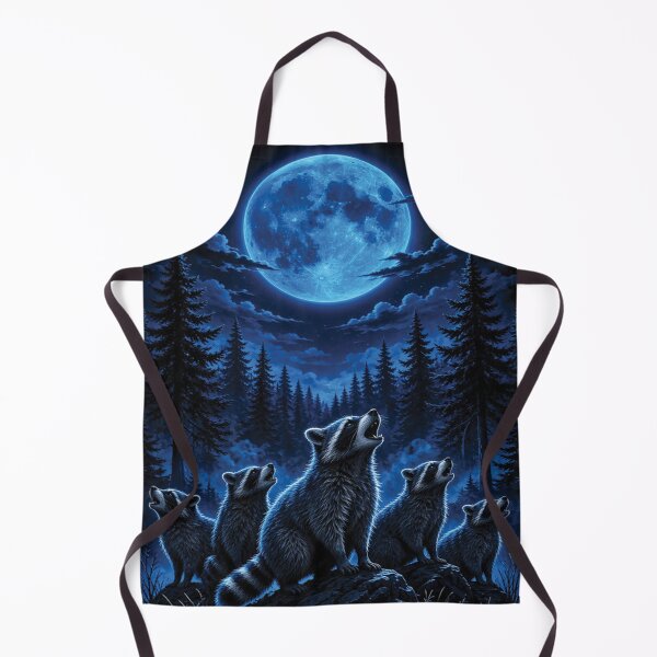 Aperçu de l'œuvre Raccoons Howling at the Full Moon in Forest créée et vendue par cameleon style.