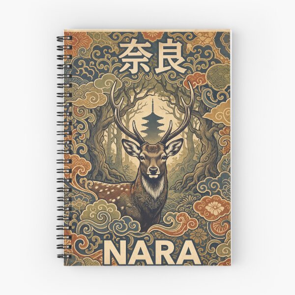 Item preview, NARA Vintage Travel Illustration - Majestic Deer Gazing in a Sacred Forest designed and sold by ZUMERI.
