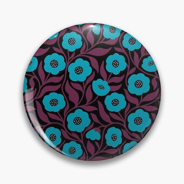 Item preview, Minimalist Turquoise Blue and Dark Brown Poppy Floral Pattern designed and sold by LuisWorks.
