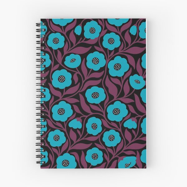 Item preview, Minimalist Turquoise Blue and Dark Brown Poppy Floral Pattern designed and sold by LuisWorks.