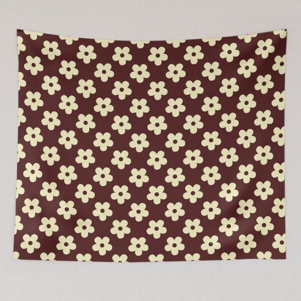 Item preview, Dark Brown and Cream Retro Floral Pattern | Vintage Brown and Cream Flowers Pattern | Cottagecore Botanical Pattern | Preppy Vintage Daisies | Japanese Kawaii Daisies Floral Pattern designed and sold by VivaFy.