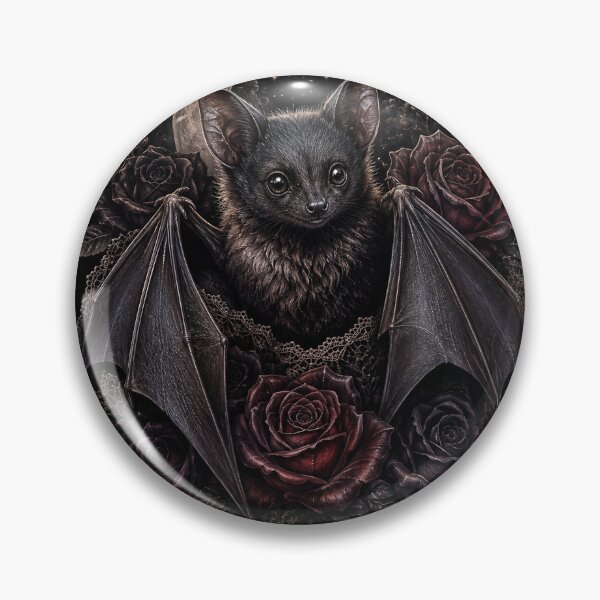 Item preview, Realistic Gothic Bat with Roses and Crescent Moon designed and sold by MentShop1.