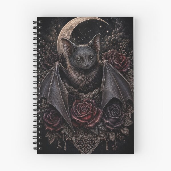 Item preview, Realistic Gothic Bat with Roses and Crescent Moon designed and sold by MentShop1.