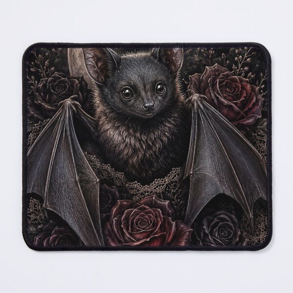 Item preview, Realistic Gothic Bat with Roses and Crescent Moon designed and sold by MentShop1.