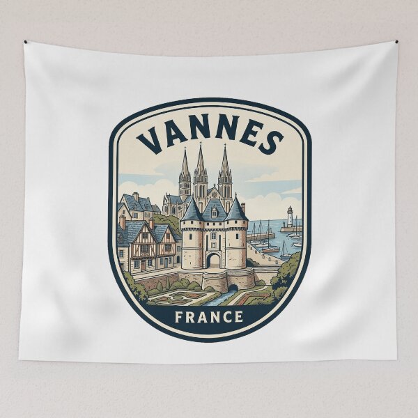 Item preview, Vannes France Vintage Travel Badge Illustration designed and sold by k3rstman1.
