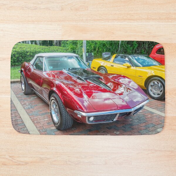 Item preview, 1969 Corvette Stingray Convertible Burgundy Technical Blueprint Car Poster designed and sold by RichFrancoCars.